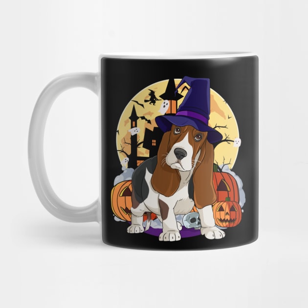 Basset Hound Scary Dog Halloween Witch Pumpkin by Noseking